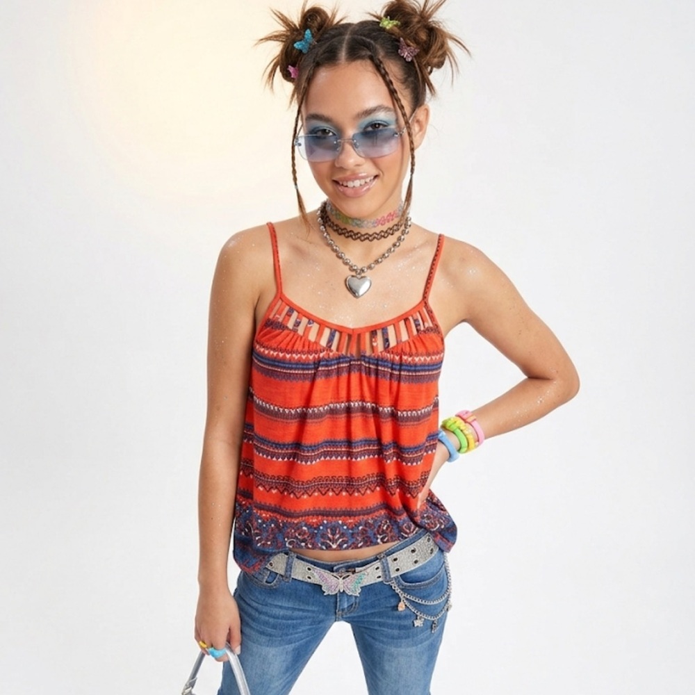Mudd Vibrant Red and Blue Camisole